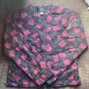 Peruvian Connection Black and Pink Geometric quilted Jacket